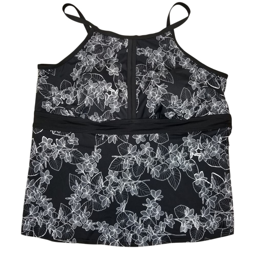 Swimsuits For All Women's Black White Tankini Top Size 5X / 30